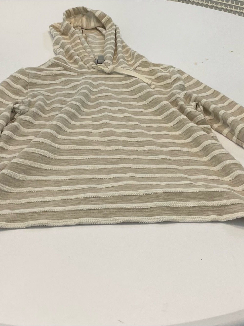 J. Crew Hooded Striped Pullover in Beige and Cream